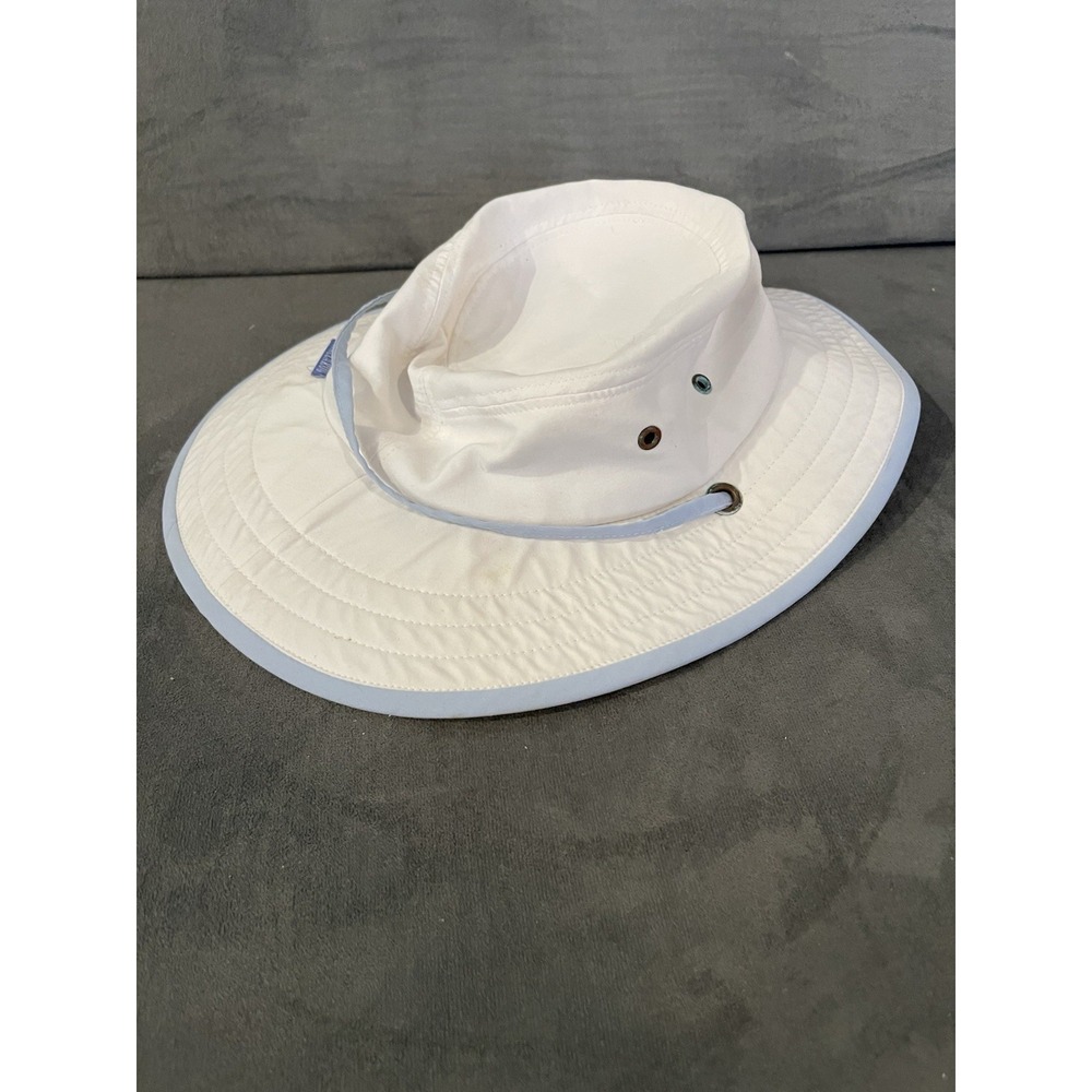Wallaroo Hat Company Girls Explorer Sun Hat White and Light Blue Adjustable - Picture 6 of 7